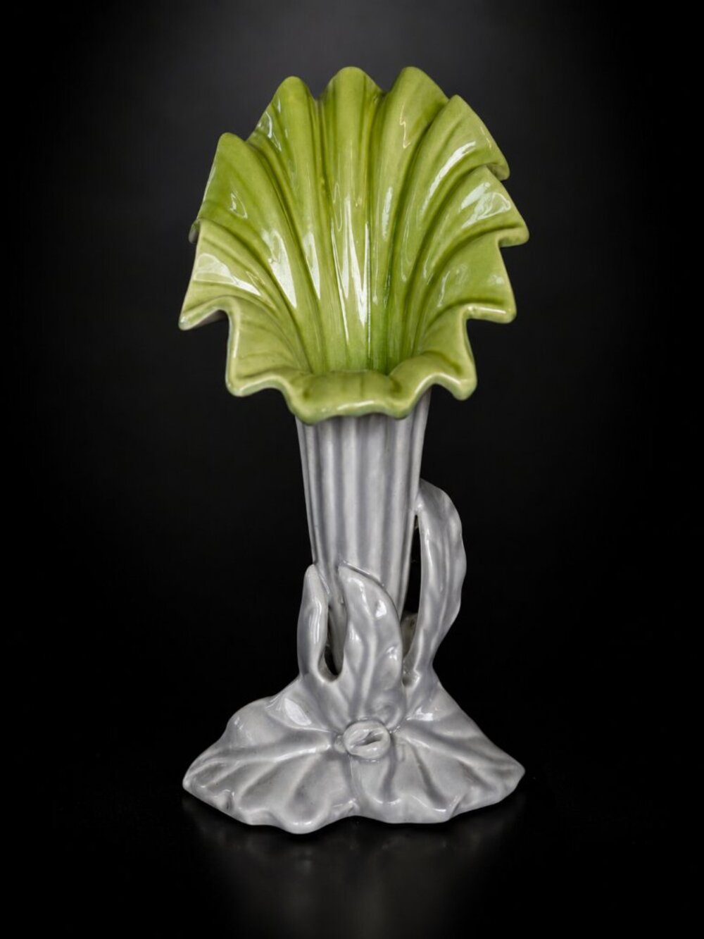Vintage 1950 Royal Haeger Lily vase in Silver Spray and Chartreuse 14"